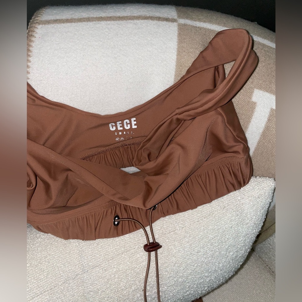 Brown Drawstring Ruched CECE Bikini Set - Picture 6 of 8